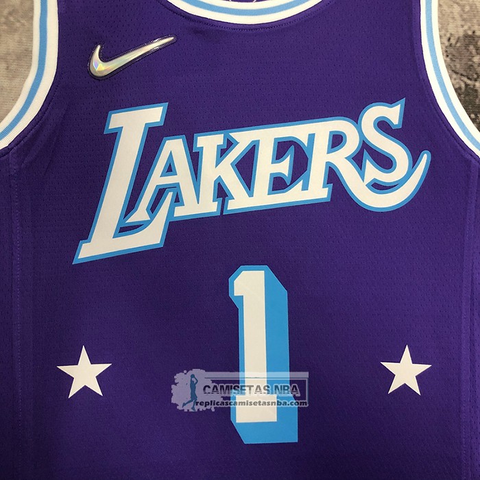 Camiseta Los Angeles Lakers D'Angelo Russell NO 1 Ciudad 2021-22 Violeta